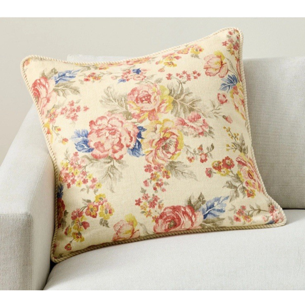 New Pottery Barn Cami Floral Pillow Cover Sham Linen Ivory Multi Euro 24" X 24”